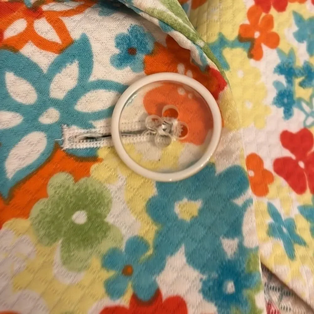 RQT Multicolor Floral Cotton Pique Blazer Jacket Womens Size 12 Vintage Blue - Picture 4 of 12